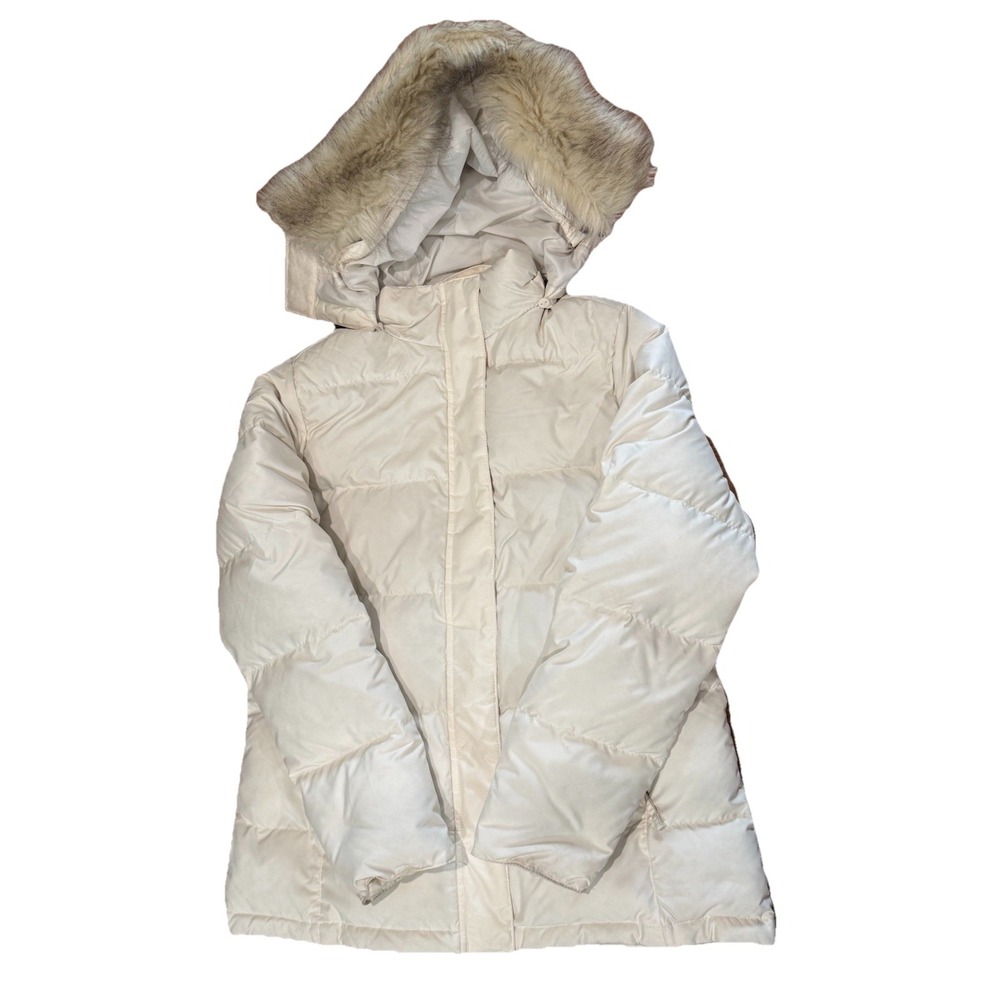 L.L. Bean Women's Ultrawarm Puffer Coat With Hood Color Cream Size M